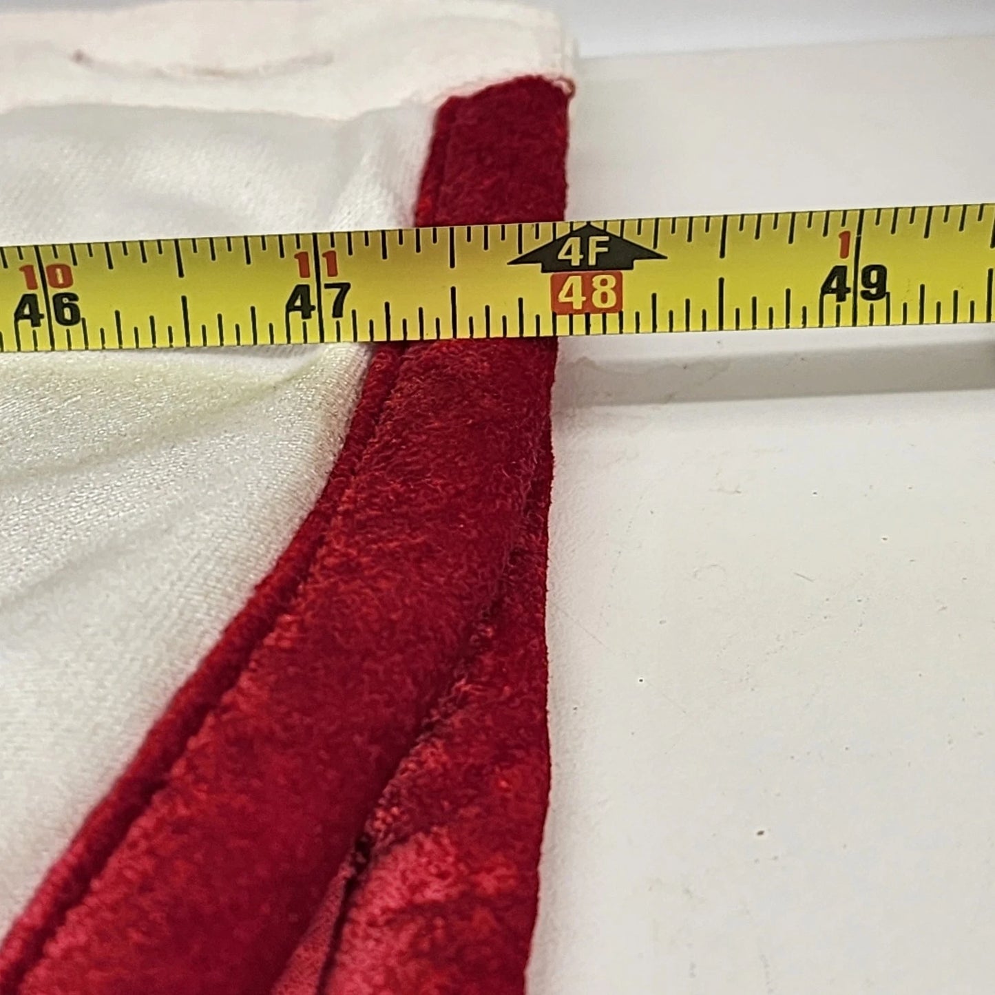 Red Christmas Tree Skirt 48" with Round White Holly Berries Trim Buttons Holiday