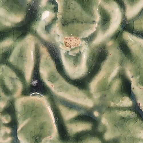 Embossed Pirate Green Majolica Tobacco Cigar Humidor Jar Crock No Lid 6" x 6.25"