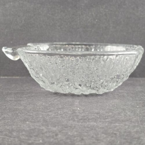 4 Apple Shaped Salad Bowls Clear Italian Pressed Glass Tree Bark Textured Vtg