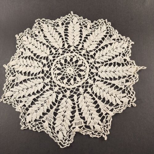 3 Vintage Crochet Lace Doily Table Linen Round Oblong White Cream 15" 12", 15x9"