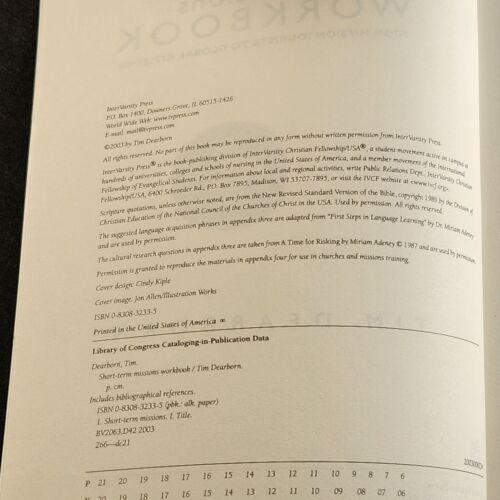 PB Short Term Missions Workbook From Mission Tourists to Global Citizens Book