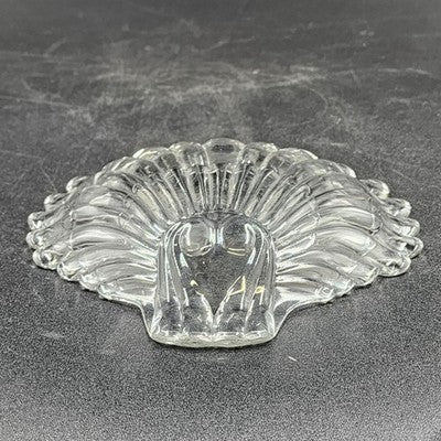 Crystal Clear Pressed Glass Scallop Sea Shell Shaped Decorative Candy Dish 6"x7"