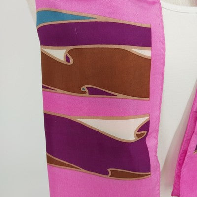 Multicolor Wavy Swirl Stripe Scarf Rectangle 11.5x44" Acetate Japan Hand Painted
