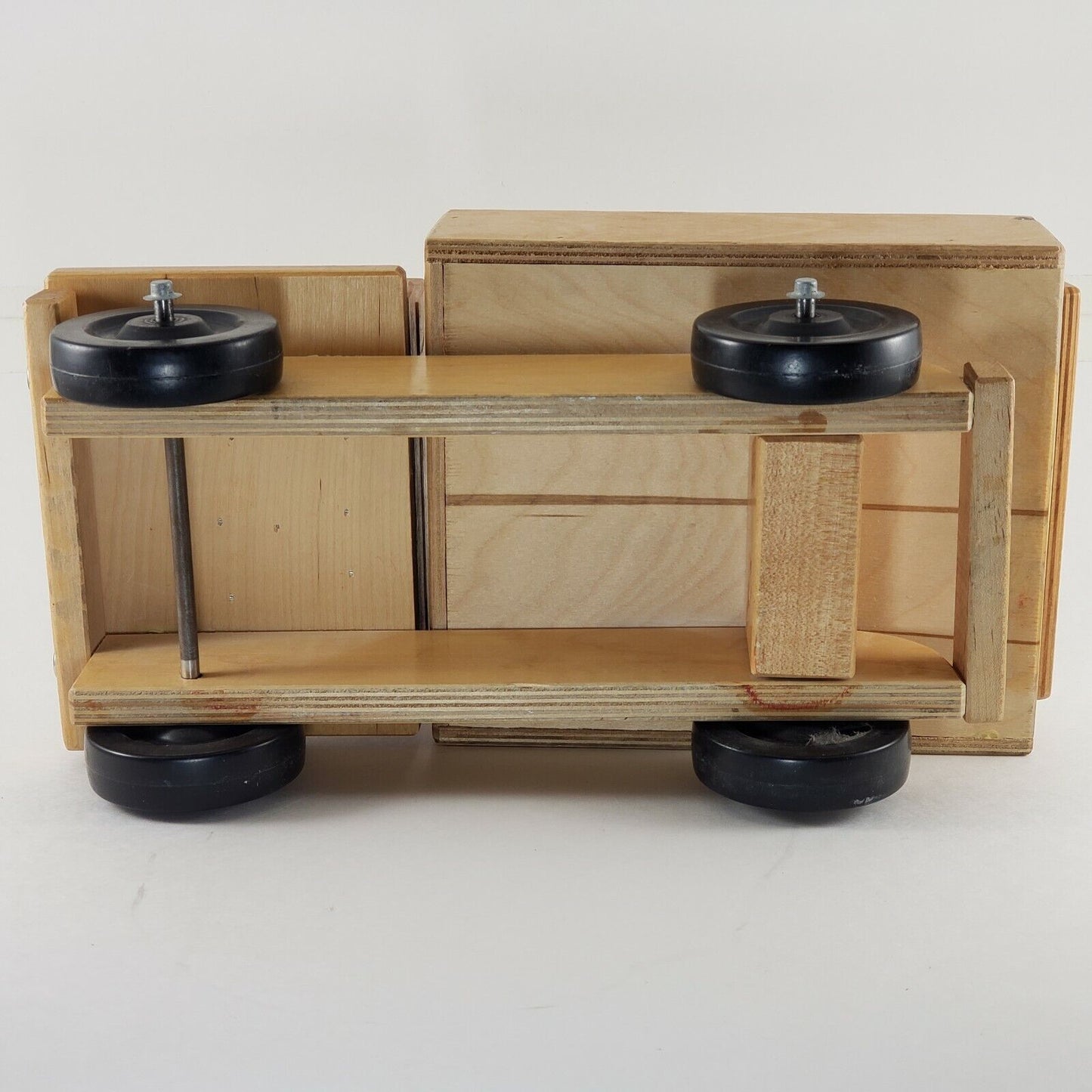 Handmade Toy Wooden Dump Truck 14" Long 3" Wheels Tailgate Swings Maple