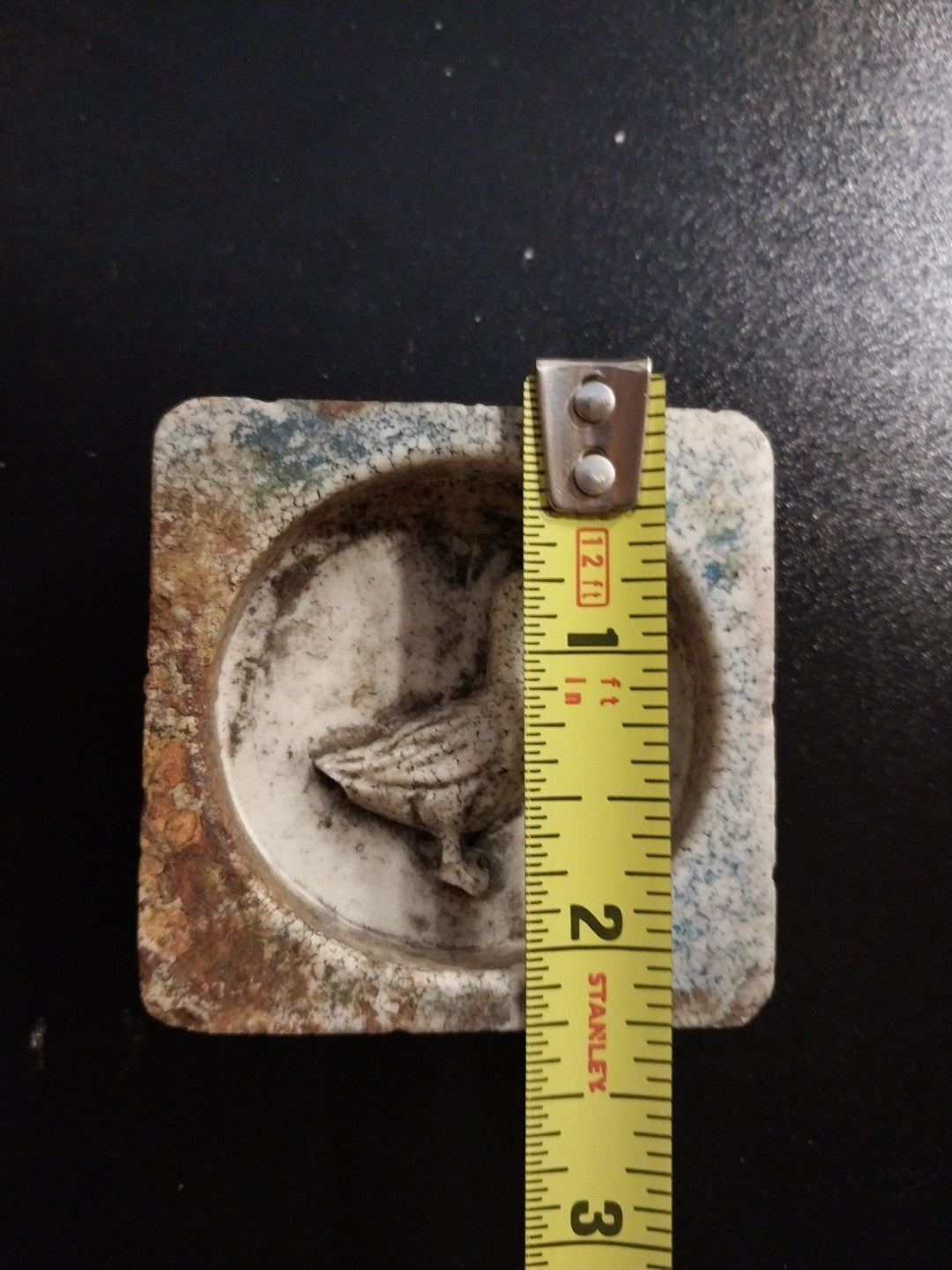 Goose Shaped Antique Candy Mold Ceramic 2.25" Square Blank Reverse Side
