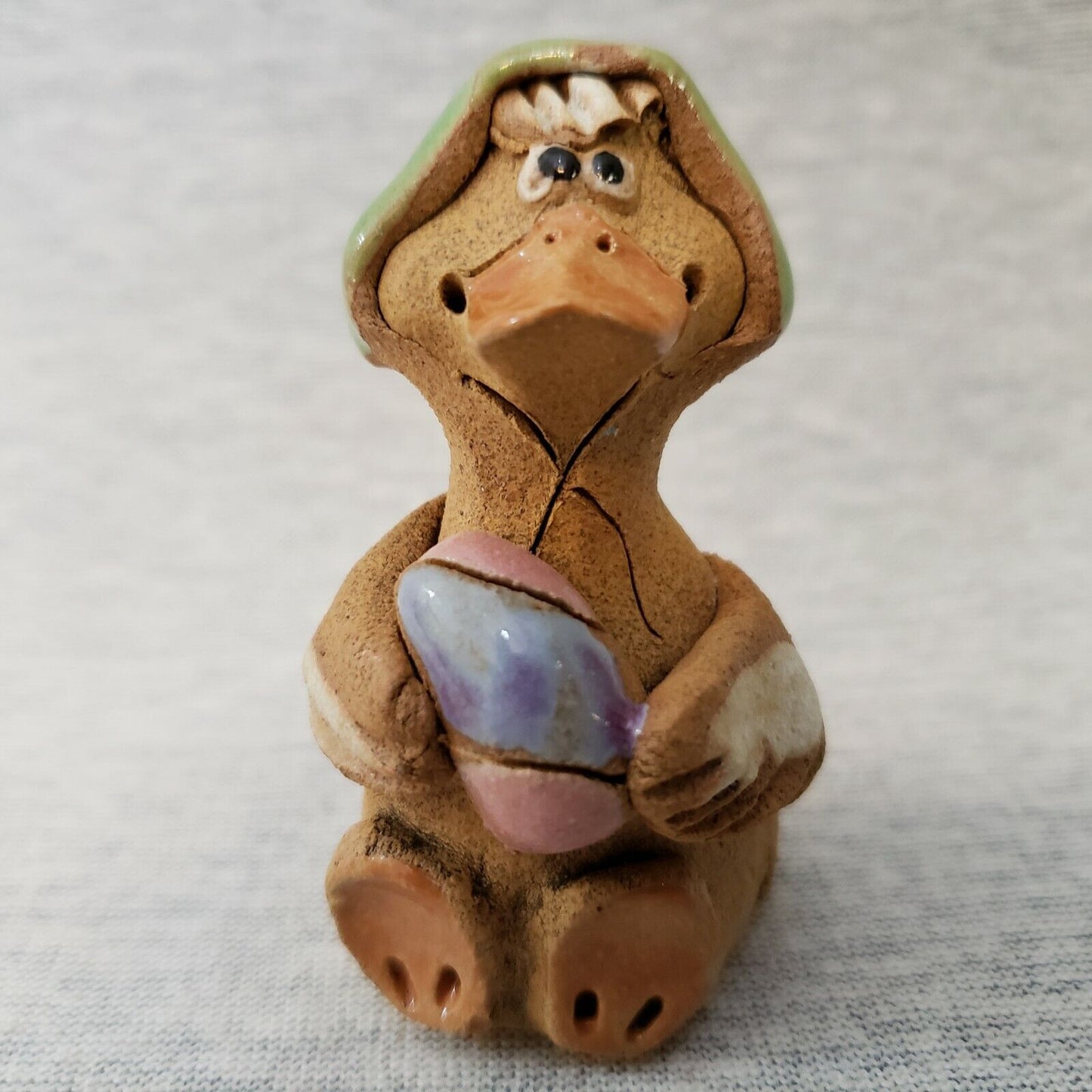 Hindt Mini Easter Duck Scarf Figurine Hand Painted Artist Signed 1970s