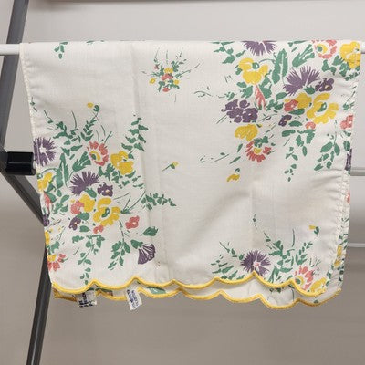 2 Rectangle Floral Doily Dresser Scarves Scalloped Edge Polyester & Cotton Italy
