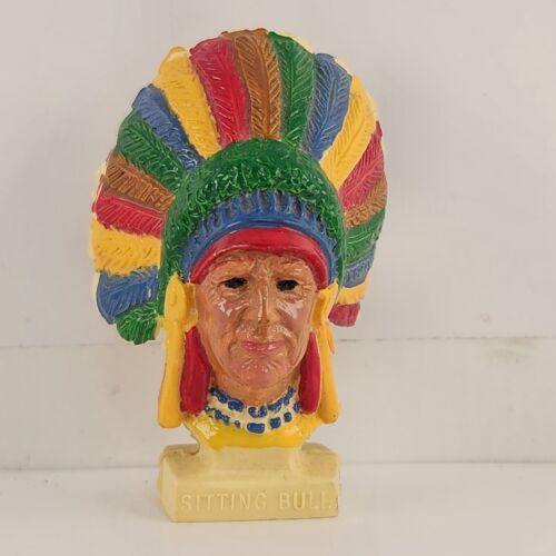 Lot 4 Native American Figure Doll Totem Baby Souvenir Sitting Bull Vintage 1960s