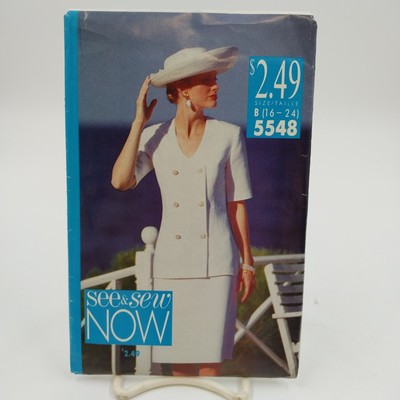 Butterick See & Sew 5548 Vtg Sewing Pattern Uncut 1991 Misses Top Skirt B 16-24