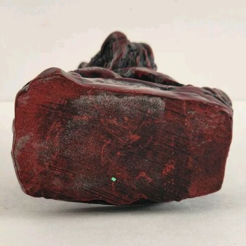 Red Lacquer Resin Elephant Chinese Lucky Figurine Trunk Up for Luck 2.75"x3.75"h