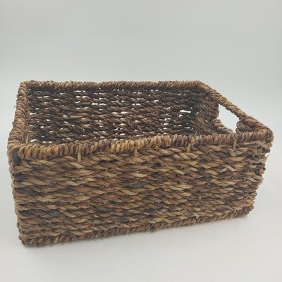 Water Hyacinth Woven Storage Basket Medium 12" w/ Metal Frame Organizer