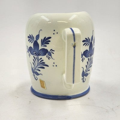 White with Blue Flower Design Scoop Shape Delftware Porcelain Candlestick Holder
