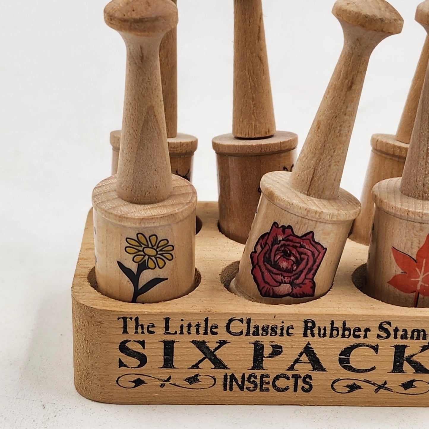 Little Classic Rubber Stamp Set 6 Piece Insects & Flowers Mixed Vintaga Craft