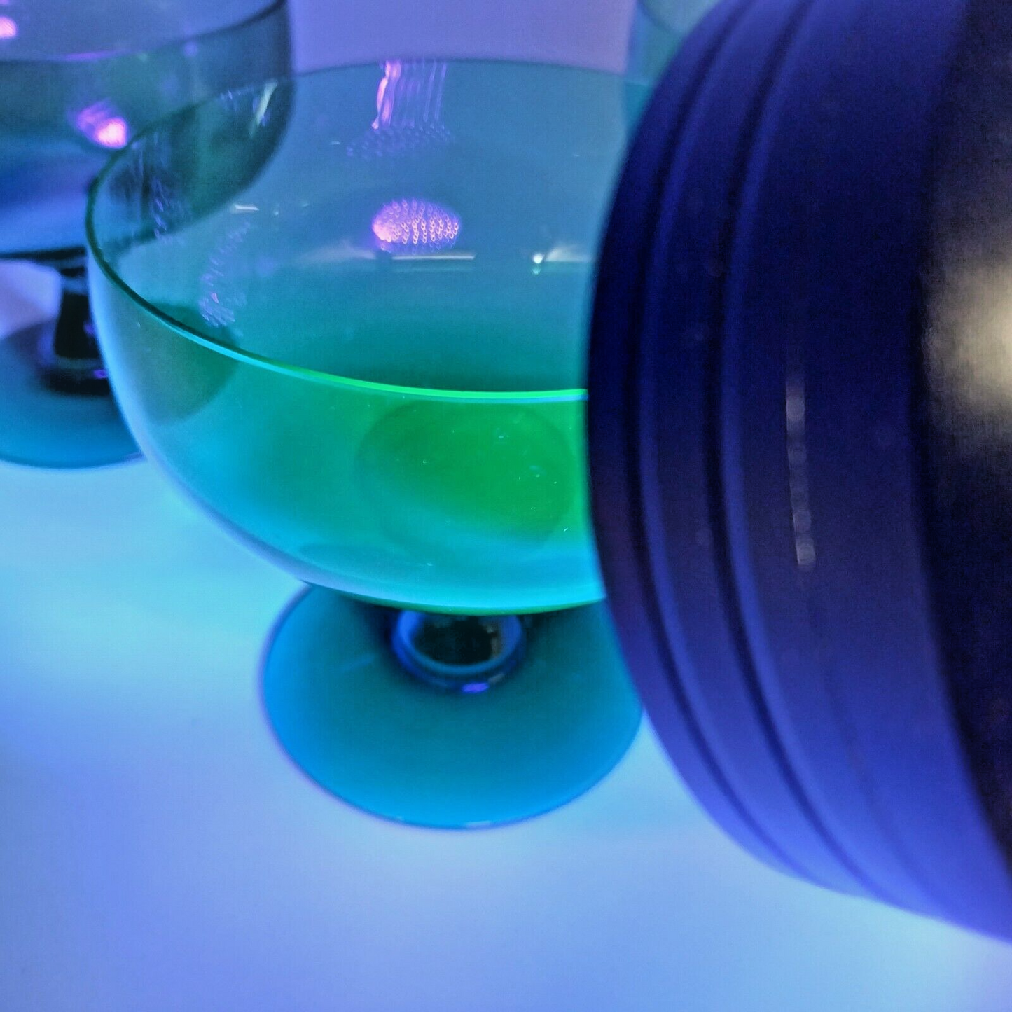 Set of 3 Sherbet Cups Green Depression Stemmed Foot Uranium Glass 3.5" VTG