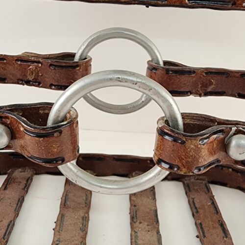 2 Bottle Wine Carrier Horse Bit Bridle Design Brown Painted Welded Metal 9.5x14"