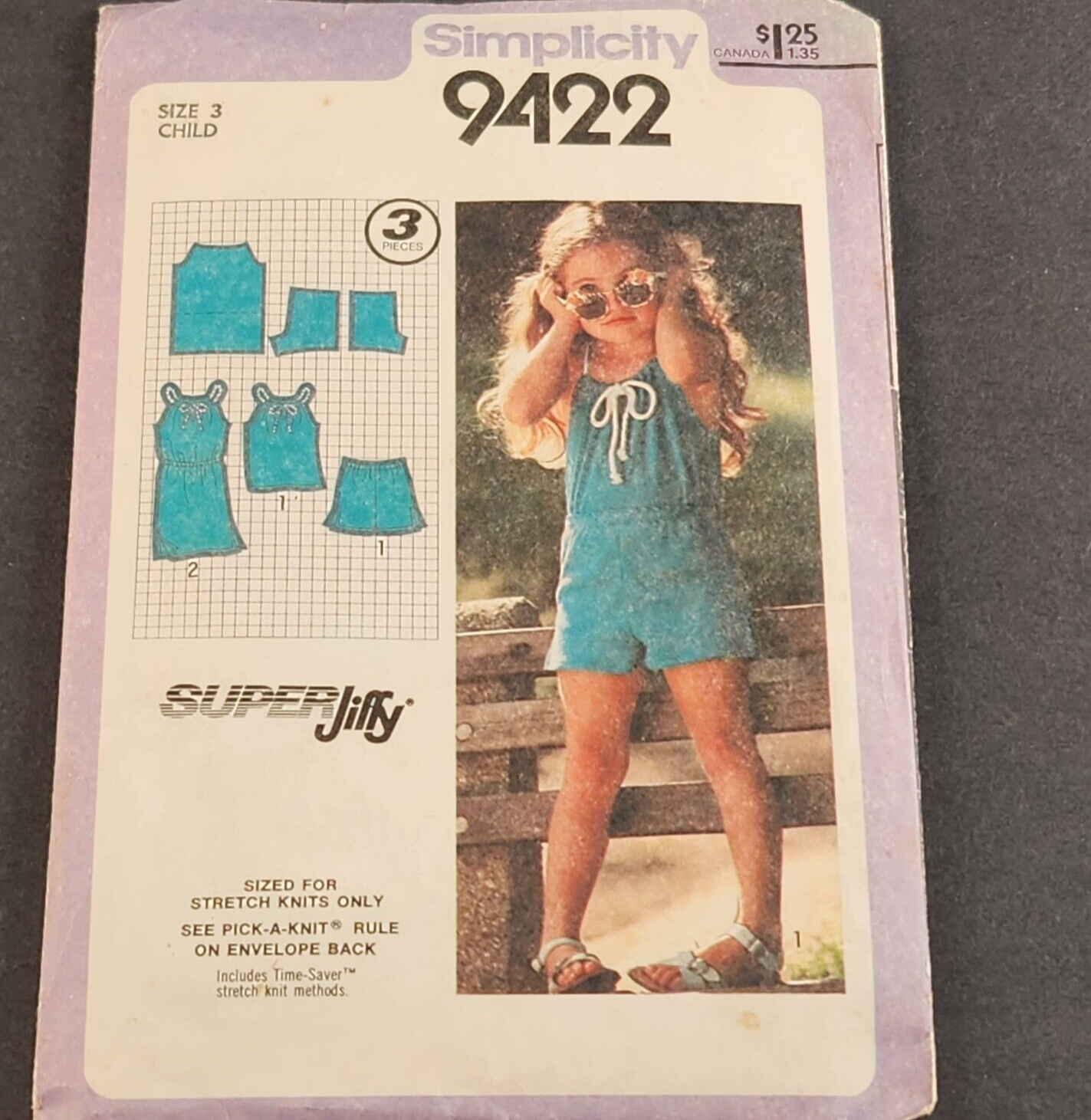 Simplicity 9422 Vintage 1980 Sewing Pattern Girls Dress Size 3 Jiffy