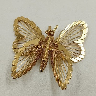 Monet Gold Tone Butterfly with Filigree Wings Brooch Pin 1.75" Jewelry