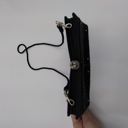 Gino Aldrovandi Black Sparkly Evening Purse with Rhinestones Shoulder Bag 10"x6"