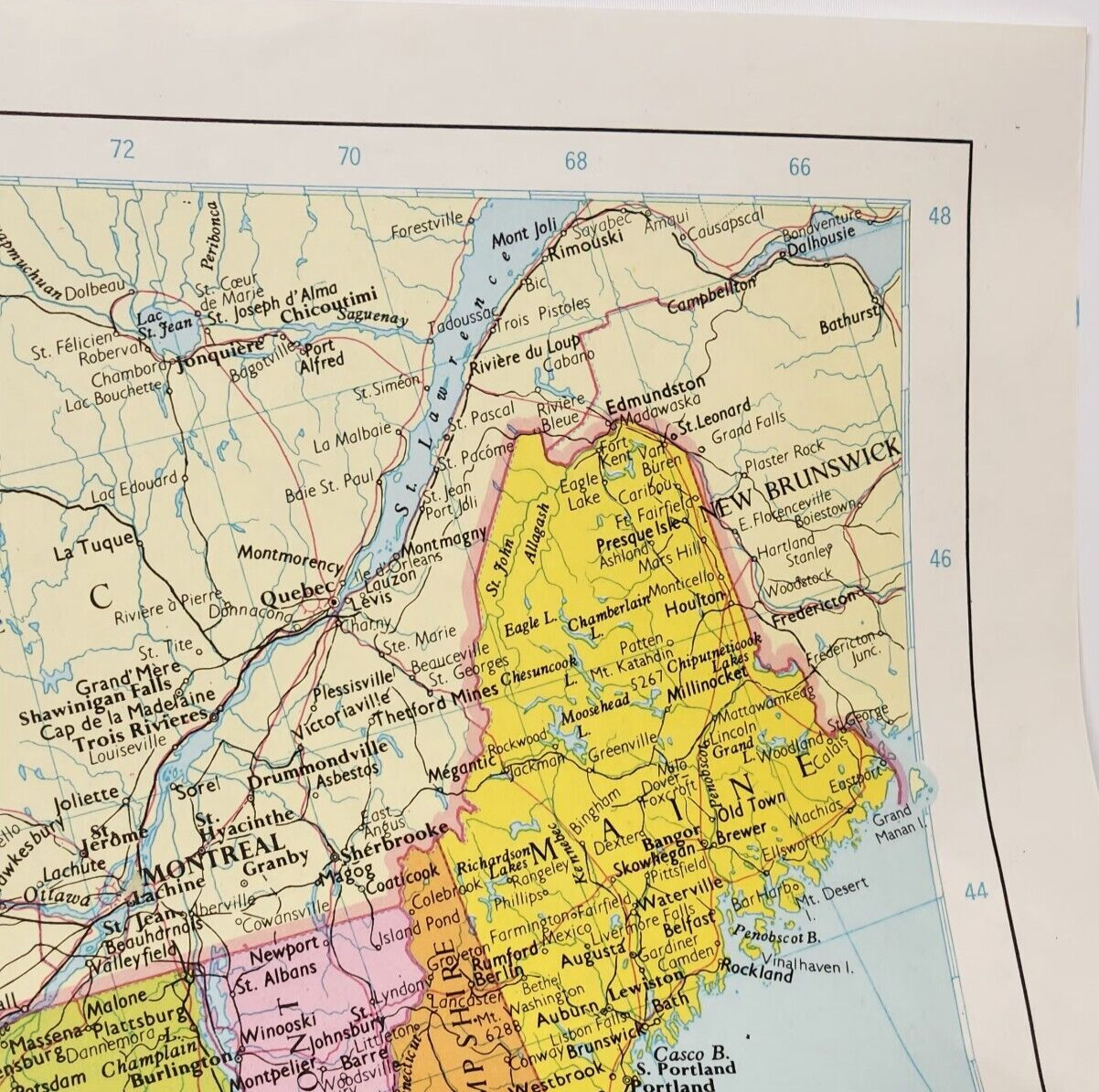 United States Wall Map 5891 USA Vintage 25" x 37" 11 Colors Dennison No 51-891