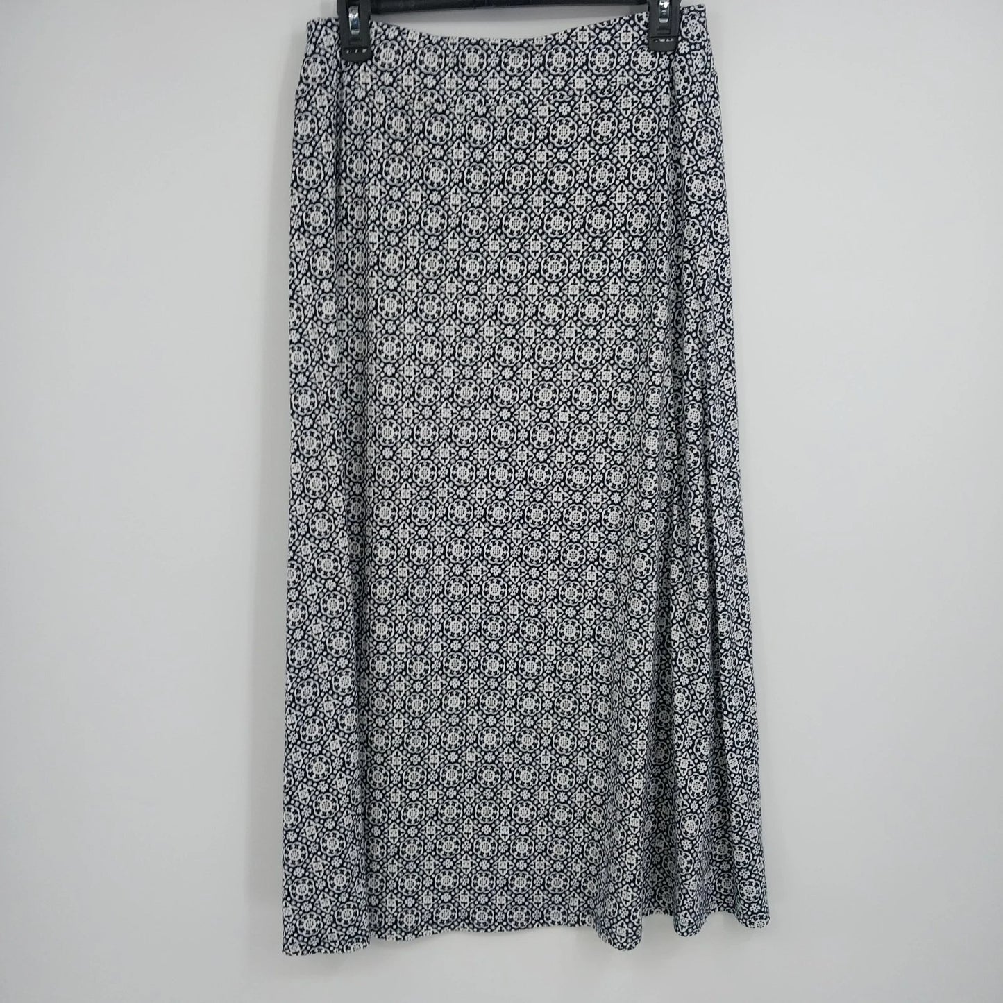 Talbots Pull-On Maxi Skirt Blue White Medallion Print Women's Medium Petite MP