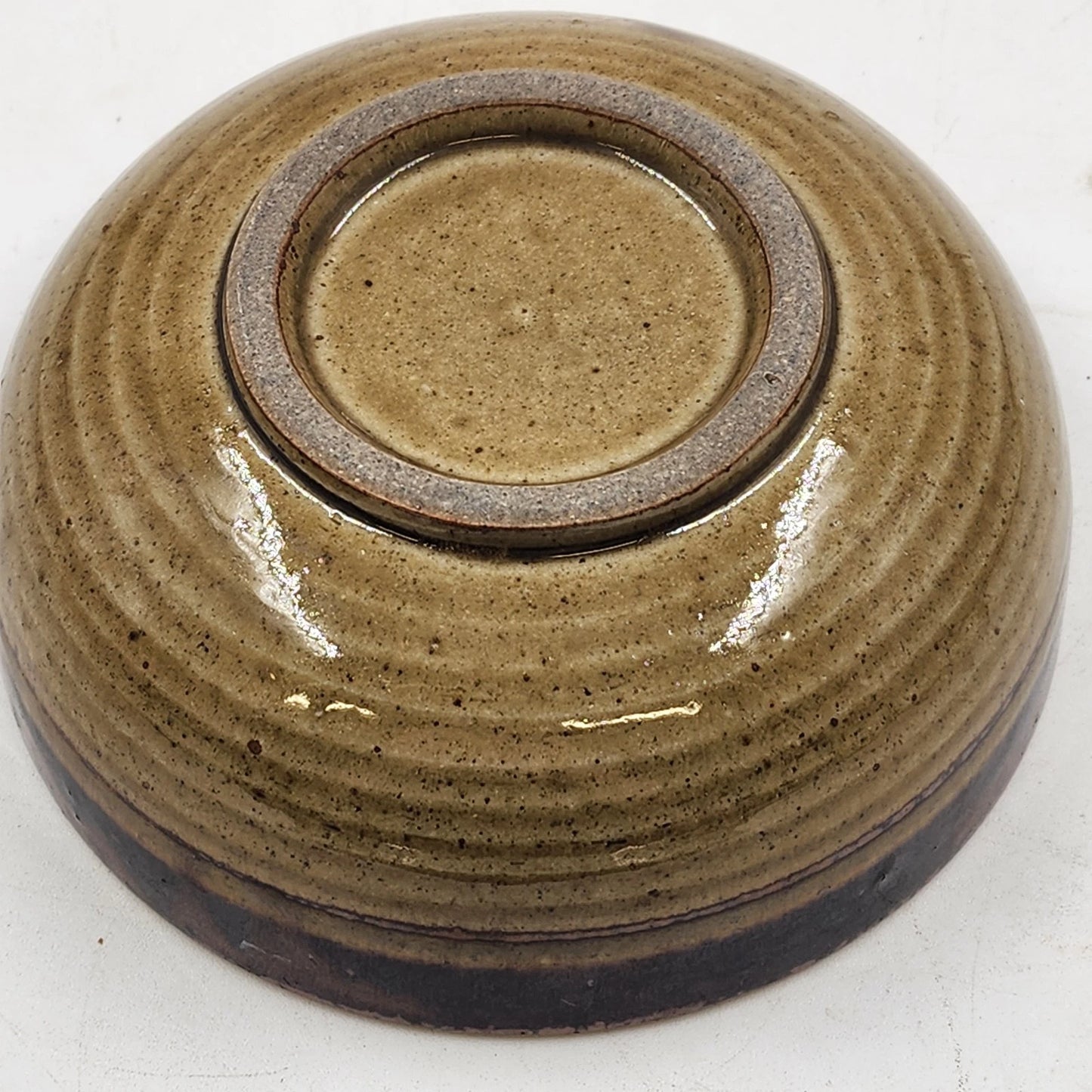 Speckled Glazed Bowl Stoneware Studio Pottery Gradual Turned Sides 6”x2”
