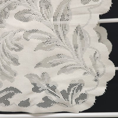 Off White Leaf Botanical Lace Valance 58" Scalloped Edge Rod Pocket Curtain