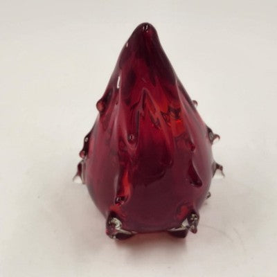 Pier 1 Glass Christmas Tree Figurine 8" Cranberry Red Tapered Cased Style
