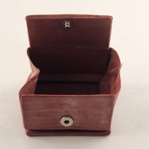 Leather India Coin Purse Fold Up Snap Close Mother Child Tagged Vintage 1960s