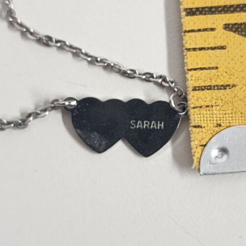 Sarah Coventry Double Heart Necklace Silver Tone Oval Link Chain 7.8" Choker Vtg