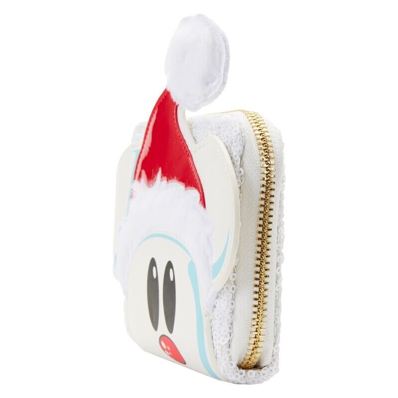 Loungefly Disney Mickey Mouse White Sequin Snowman Santa Zip Around Wallet