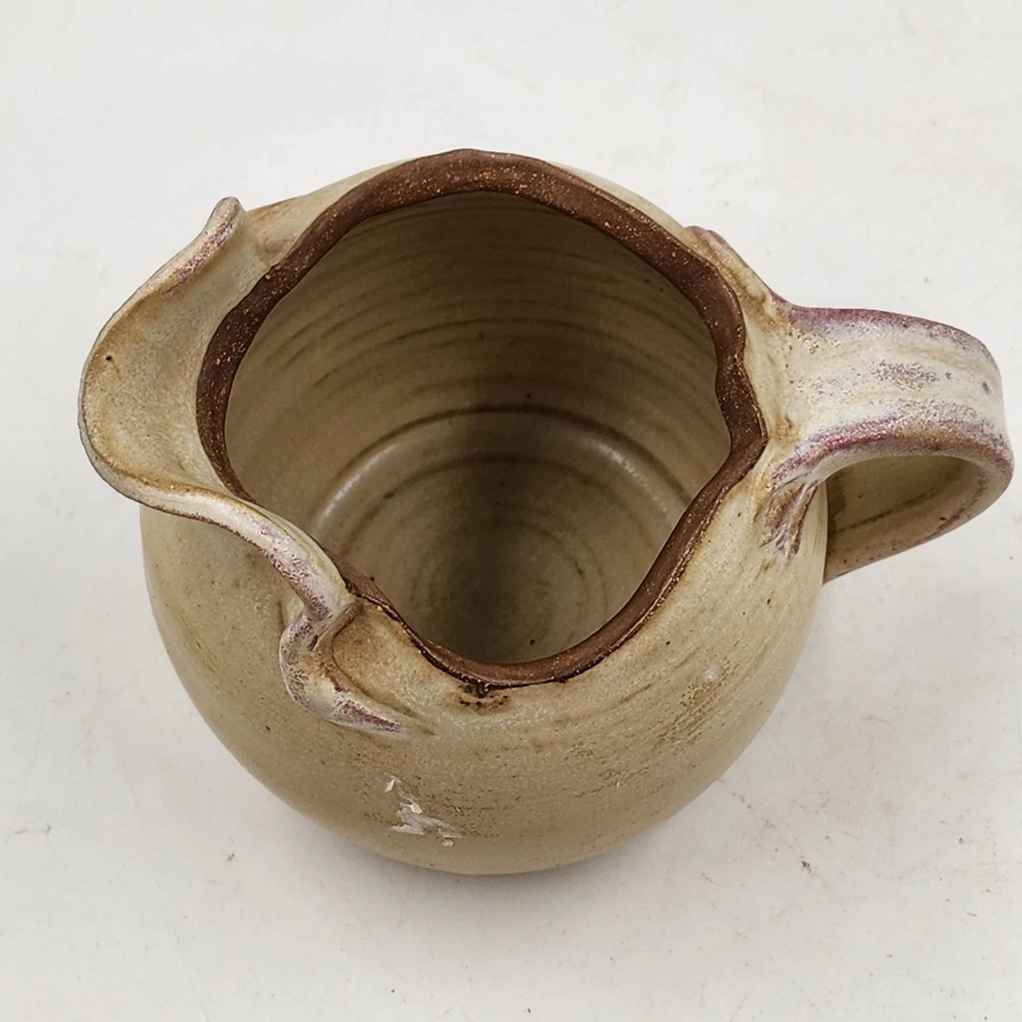 Pouty-Faced Teapot Pottery 5.25" Beige Artisan Studio Art Whimsical Rustic