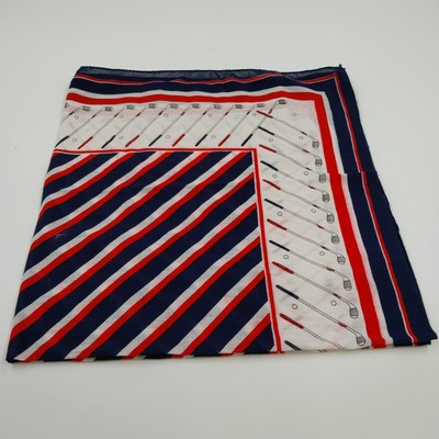 Echo Square Scarf 26" Red White Blue Stripes Golf Club Border Cotton Blend Vtg