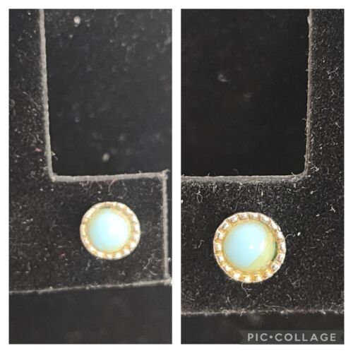 Earrings in Silver Tone Turquoise Stud Round Beads 6mm VTG