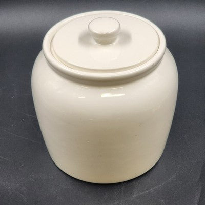 Treasure Craft All White Cookie Jar Ginger Jar Shaped 8.25" x 8.5" w Lid Mexico