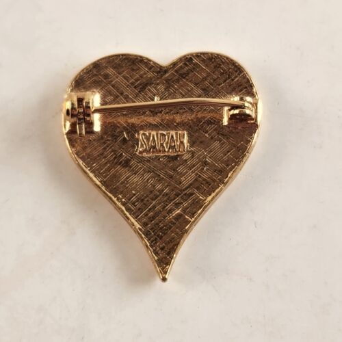 Set Of Two Sarah Coventry Black Heart Shaped Pins W/ Gold Ascents Vintage