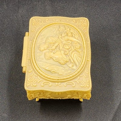Footed Trinket Jewelry Box 2.5" Victorian Couple Molded Celluloid Vintage 1940's