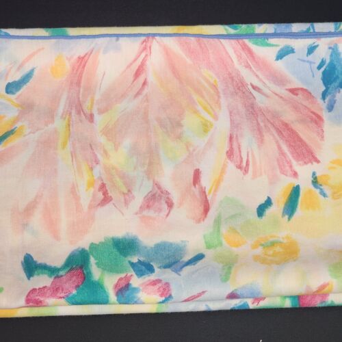 Multicolor Floral Design Pattern Linen Tablecloth 82 x 58 inches Vintage