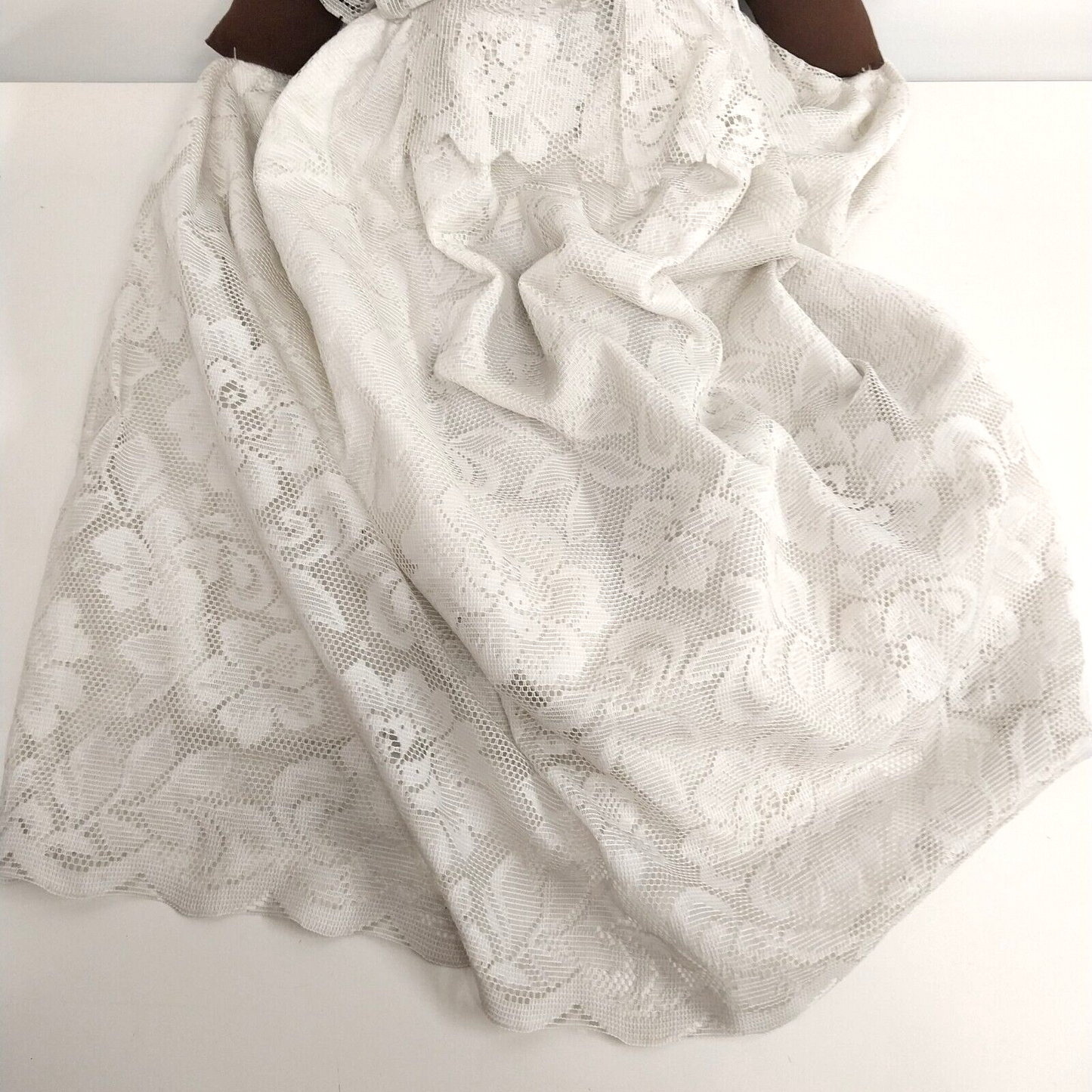 Black Chalkware Bust Bride Doll Hand Made Stuffed Body Lace Dress 28"