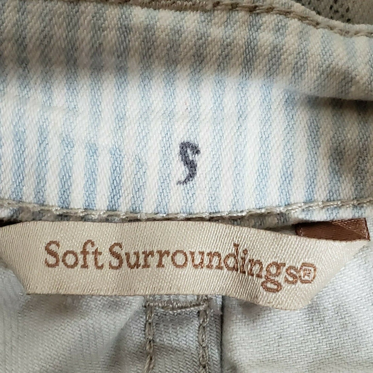 Soft Surroundings Sz 4 White Faded Floral Print Stretch Skinny Denim Jeans 30x32