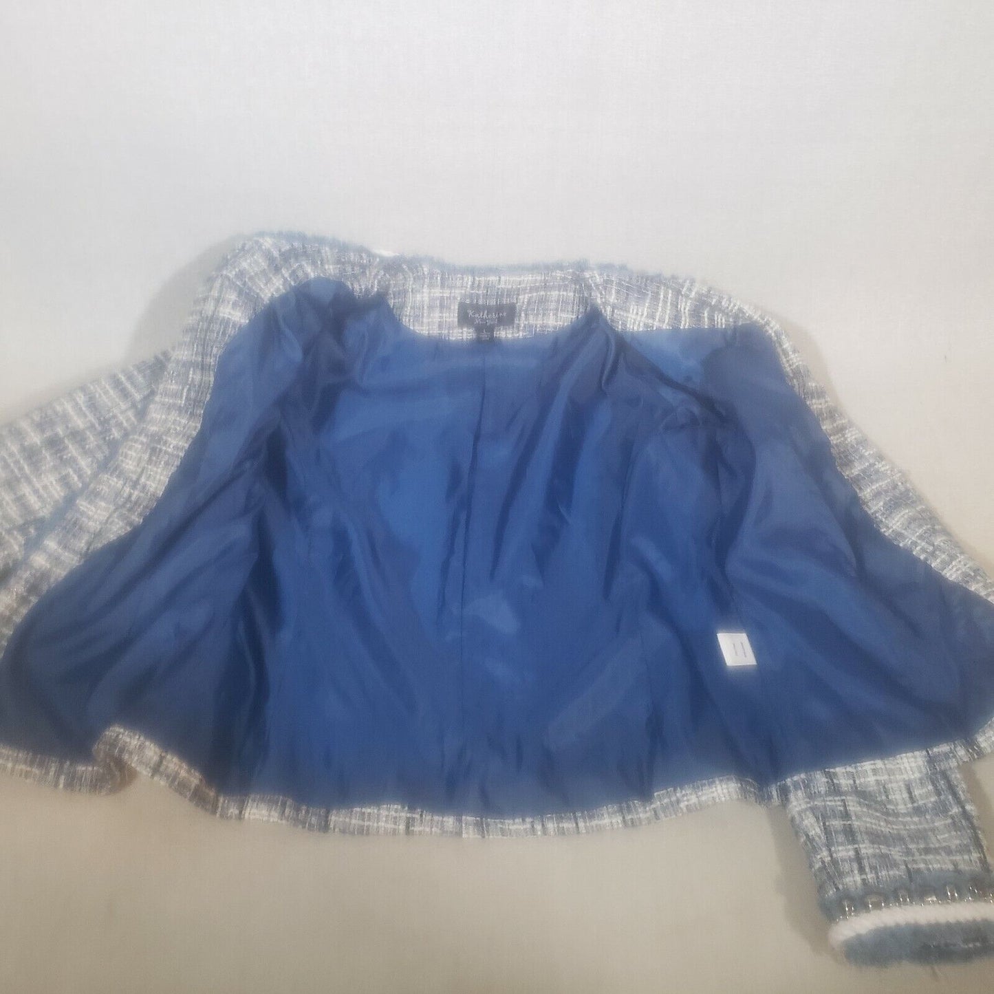 Katherine New York Women's Blue Gray & White Blazer Jacket Large Accented Trim