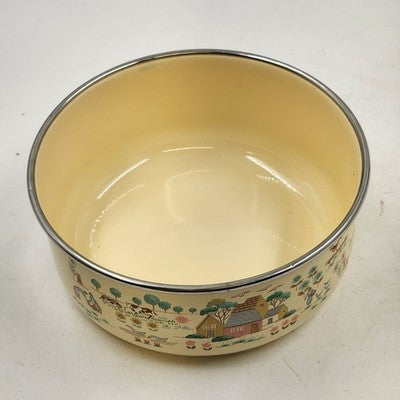 2 pcs International Heartland Enamel Nesting Mixing Bowls 7" x 3" & 6.5" x 2.75"