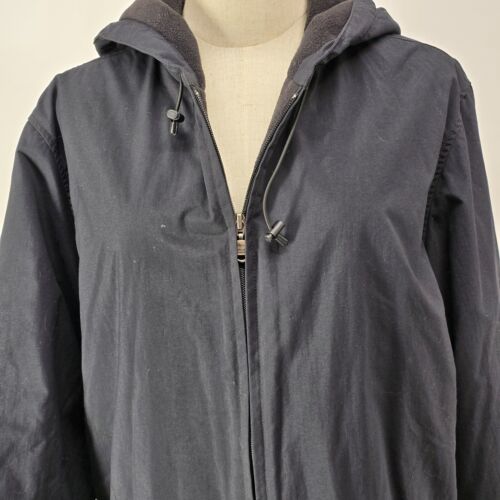 Eddie Bauer Polartec Jacket Size Women Black XXL Pockets Hood Draw String Zipper