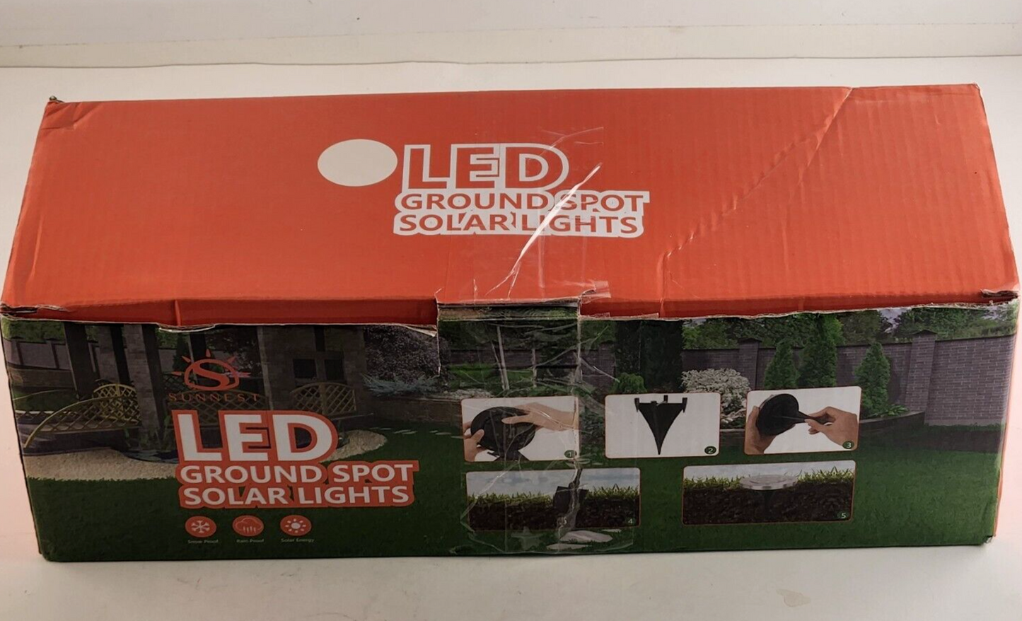 Sunnest 12 Pack LED Ground Spot Solar Lights Front and Back Yard