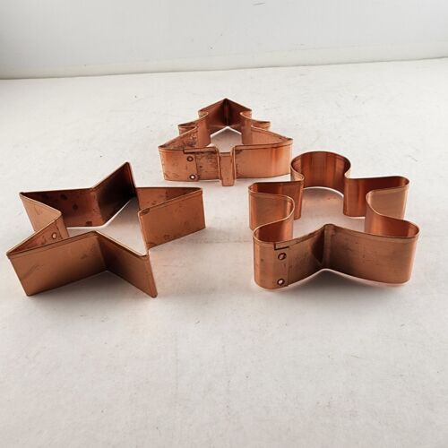 3 Copper Cookie Cutters Christmas 4" Star Tree Gingerbread Man Baking