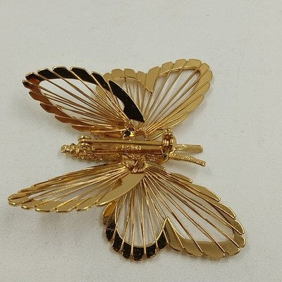 Monet Gold Tone Butterfly with Filigree Wings Brooch Pin 1.75" Jewelry