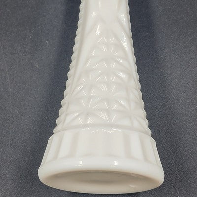 Hoosier Milk Glass Bud Vase Tapered Candlestick Starburst 9" Vintage