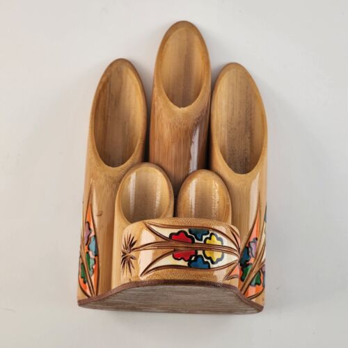 Jamaican Cay Artisan Wooden Desk Organizer 3 Levels and Storage Holes