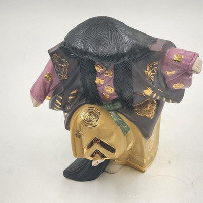 Japanese Traditional Theater Dance Kabuki Figure 9.5"Ceramic Fresolone Mold 1972