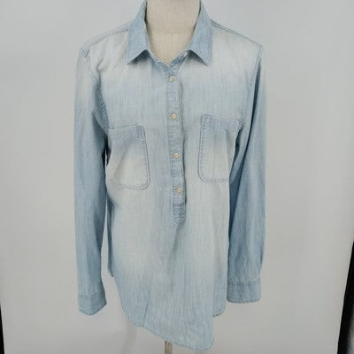 Merona Faded Blue Denim 5 Buttons Pocket Long Sleeve Shirt Jacket XL India