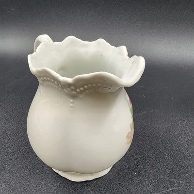 Leuchtenburg Creamer Pitcher with Pink Roses White Porcelain 3.75" Germany VTG